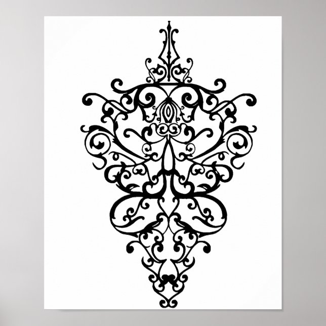 Filigree Black Poster (Framsidan)