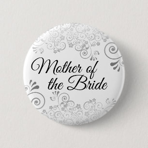 Filigree bröllop Silver Blommigt Budens mamma Knapp