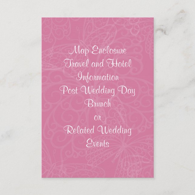 Filigree Butterfly-inkapslingskort i Rosa Tilläggskort (Framsida)