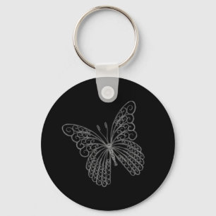 Filigree Butterfly Nyckelring in Black