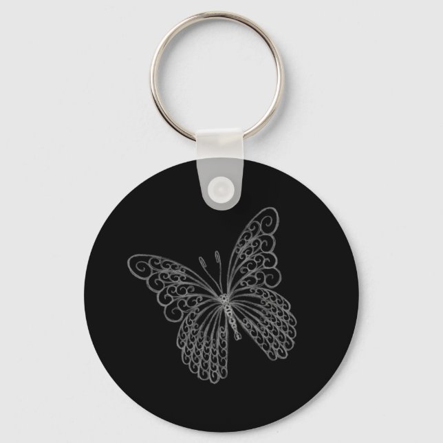 Filigree Butterfly Nyckelring in Black (Framsida)