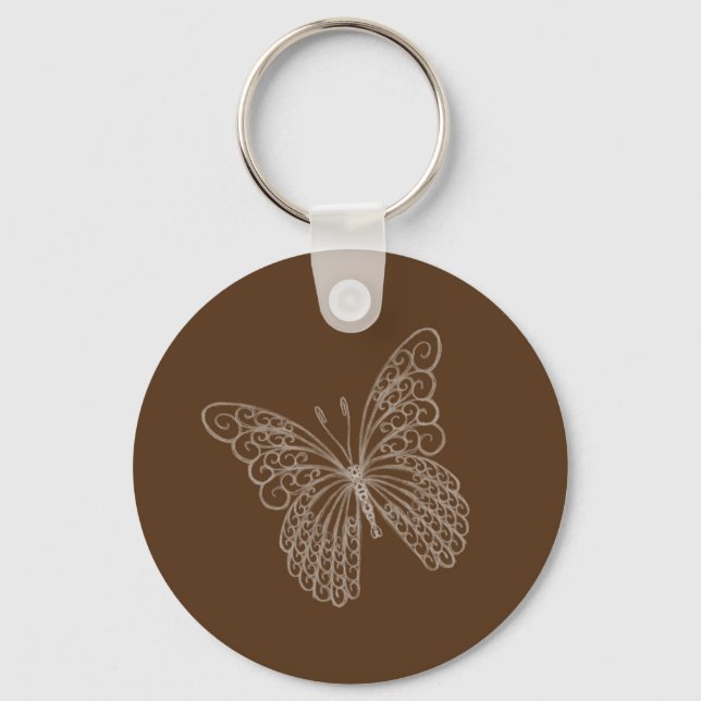 Filigree Butterfly Nyckelring in Brown (Framsida)