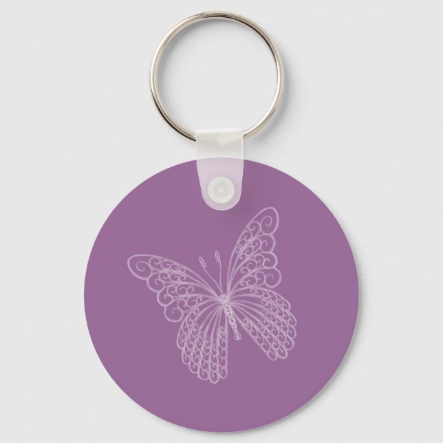 Filigree Butterfly Nyckelring in Lila (Framsida)