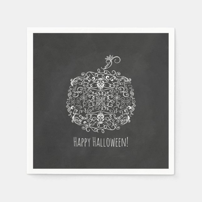 Filigree Chalkboard Fall Pumpkin Autumn Fall Party Pappersservett (Framsidan)