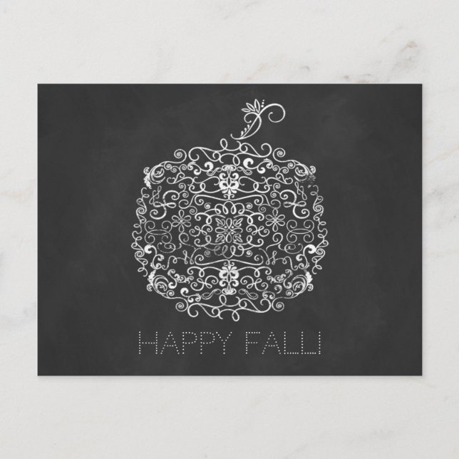 Filigree Chalkboard Fall Pumpkin - höstfälla Vykort (Framsida)