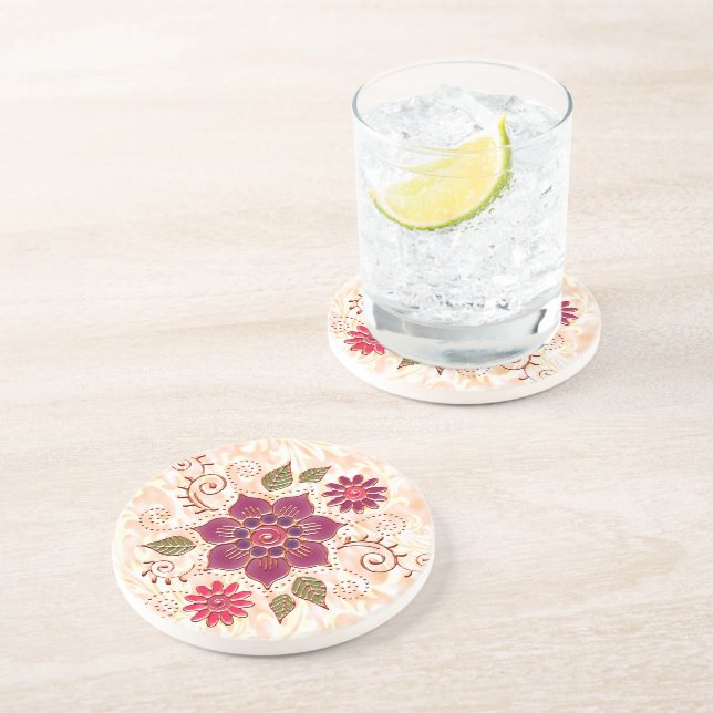 Filigree Circle with Flowers Underlägg (Sidan)