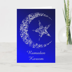 Filigree Crescent Måne och Star i blått Kort
