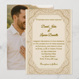 Filigree Fleur Photo Wedding-inbjudan Inbjudningar