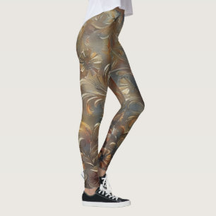 Filigree Flowers Blommigt Bronze Grått Leggings