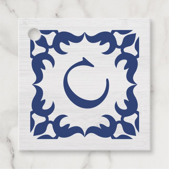 Filigree Framed Monogram i marint blått Gåvor Etiketter (Framsida)