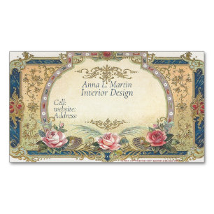 Filigree fransk i Land Rosa ros Magnetiska Visitkort