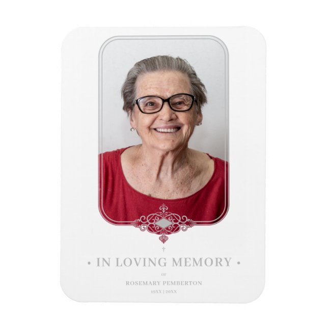 Filigree Funeral Grått Ornamental Snöre Effect Fot Magnet (Vertikal)