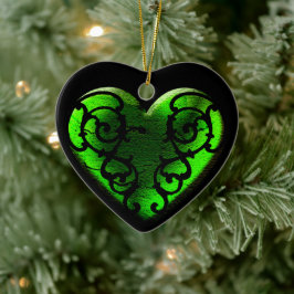 Filigree Goth Grönt Heart Julgransprydnad Keramik