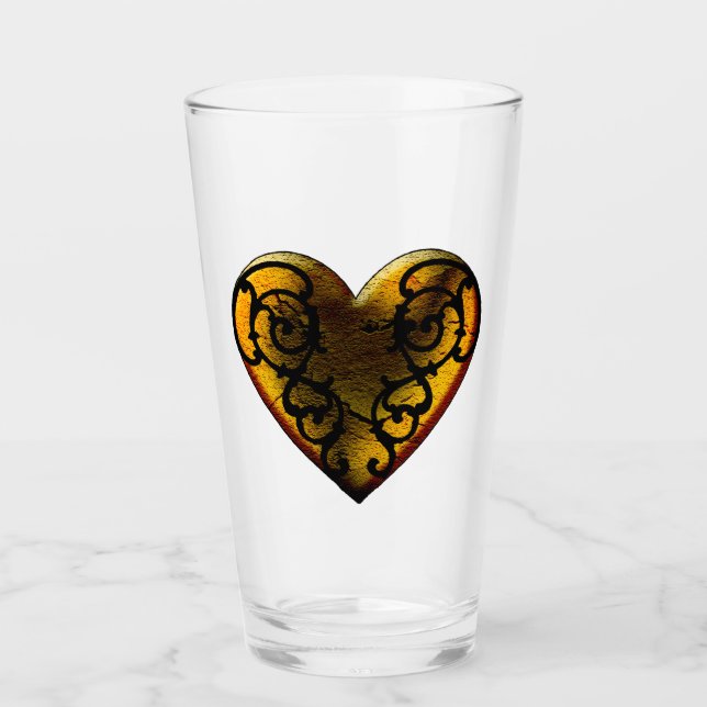Filigree Goth Guld Heart Heart Glaskopp (Framsida)