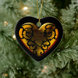 Filigree Goth Guld Heart Julgransprydnad Keramik