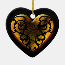 Filigree Goth Guld Heart Julgransprydnad Keramik