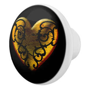 Filigree Goth Guld Heart Knopp