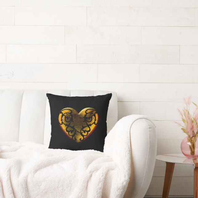 Filigree Goth Guld Heart Kudde (Soffa)
