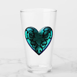Filigree Goth Ice Blue Heart Glaskopp