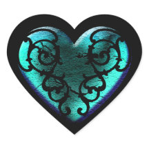 Filigree Goth Ice Blue Heart