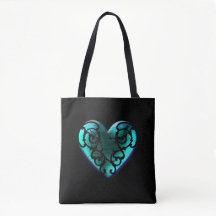 Filigree Goth Ice Blue Heart