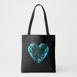 Filigree Goth Ice Blue Heart Tygkasse