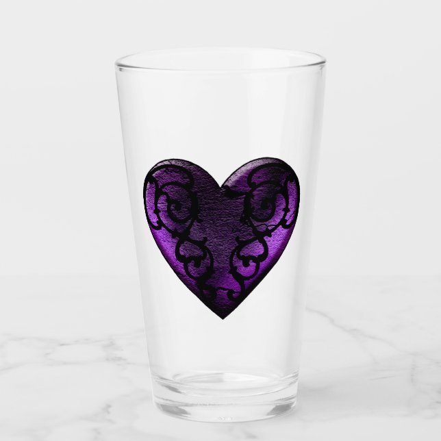 Filigree Goth Lila Heart Glass Kopp (Framsida)