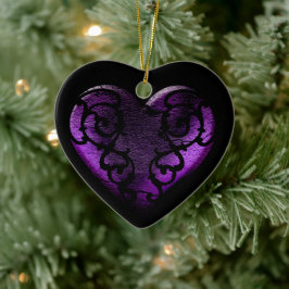 Filigree Goth Lila Heart Julgransprydnad Keramik