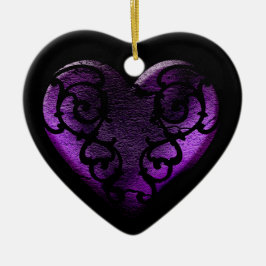 Filigree Goth Lila Heart Julgransprydnad Keramik
