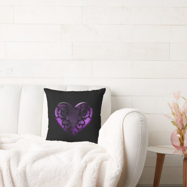 Filigree Goth Lila Heart Kudde (Soffa)