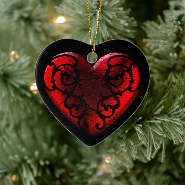 Filigree Goth Red Heart Julgransprydnad Keramik (Träd)