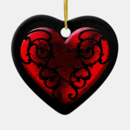 Filigree Goth Red Heart Julgransprydnad Keramik