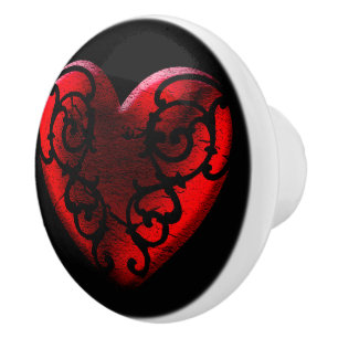Filigree Goth Red Heart Knopp
