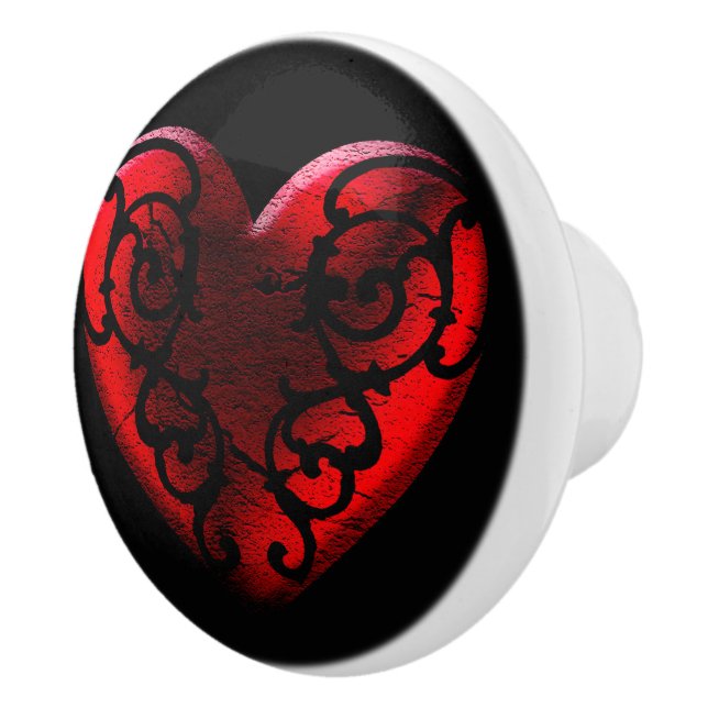 Filigree Goth Red Heart Knopp (Höger)