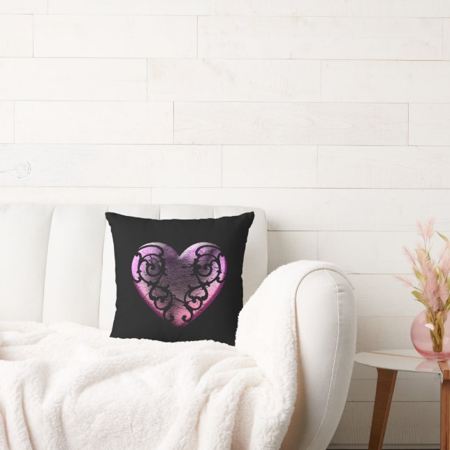 Filigree Goth Rosa Heart Dekorativ kudde (Soffa)
