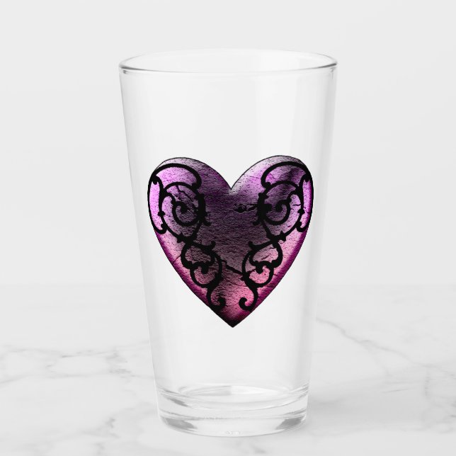 Filigree Goth Rosa Heart Glaskopp (Framsida)