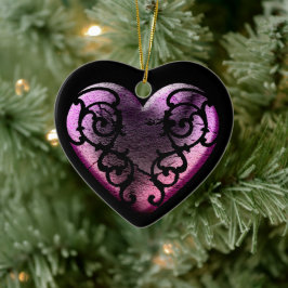 Filigree Goth Rosa Heart Julgransprydnad Keramik