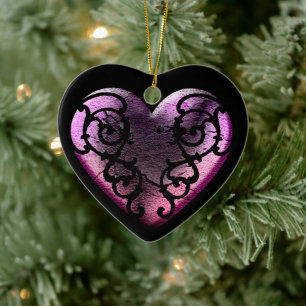 Filigree Goth Rosa Heart Julgransprydnad Keramik