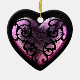 Filigree Goth Rosa Heart Julgransprydnad Keramik