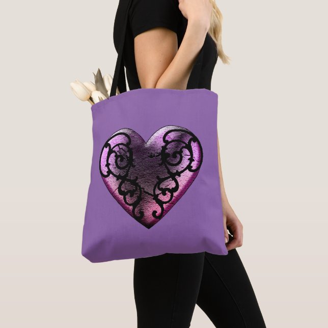 Filigree Goth Rosa Heart Tygkasse (Närbild)