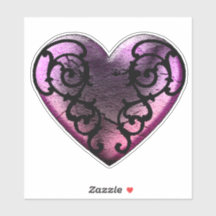 Filigree Goth Rosa Heart Vinyl Stickers