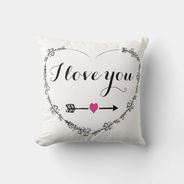 Filigree Heart med Kärlek Du Pillow Kudde (Framsida)
