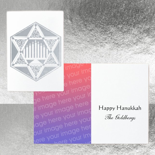 Filigree Jewish Star Menorah Hannukah Folierat Kort (Skapare uppladdad)