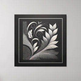 Filigree Leaf Frame Canvastryck