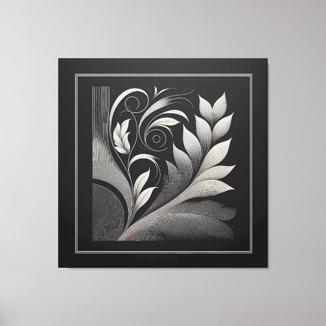 Filigree Leaf Frame Canvastryck (Framsida)