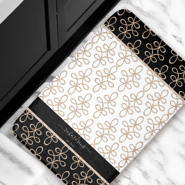 Filigree Mönster Monogram Beige Black Elegant Badrumsmatta
