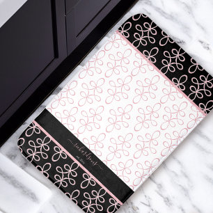 Filigree Mönster Monogram Elegant Black Rosa White Badrumsmatta