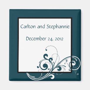 Filigree Navy/White Bröllop Magnet