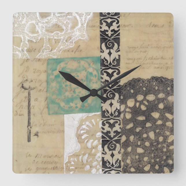 Filigree & Nyckel II Fyrkantig Klocka (Framsida)