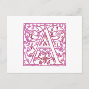 Filigree Rosa A Monogram Vykort